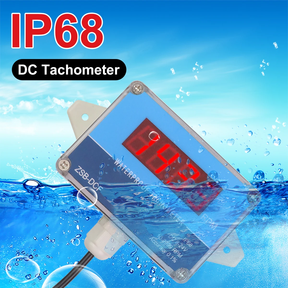 

Цифровой светодиодный Тахометр, IP68, 8-24 В, 10-9999 об/мин