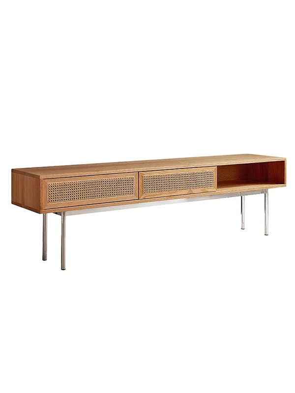 

CX solid wood rattan TV cabinet coffee table combination wall cabinet, modern light luxury simple small apartment living room