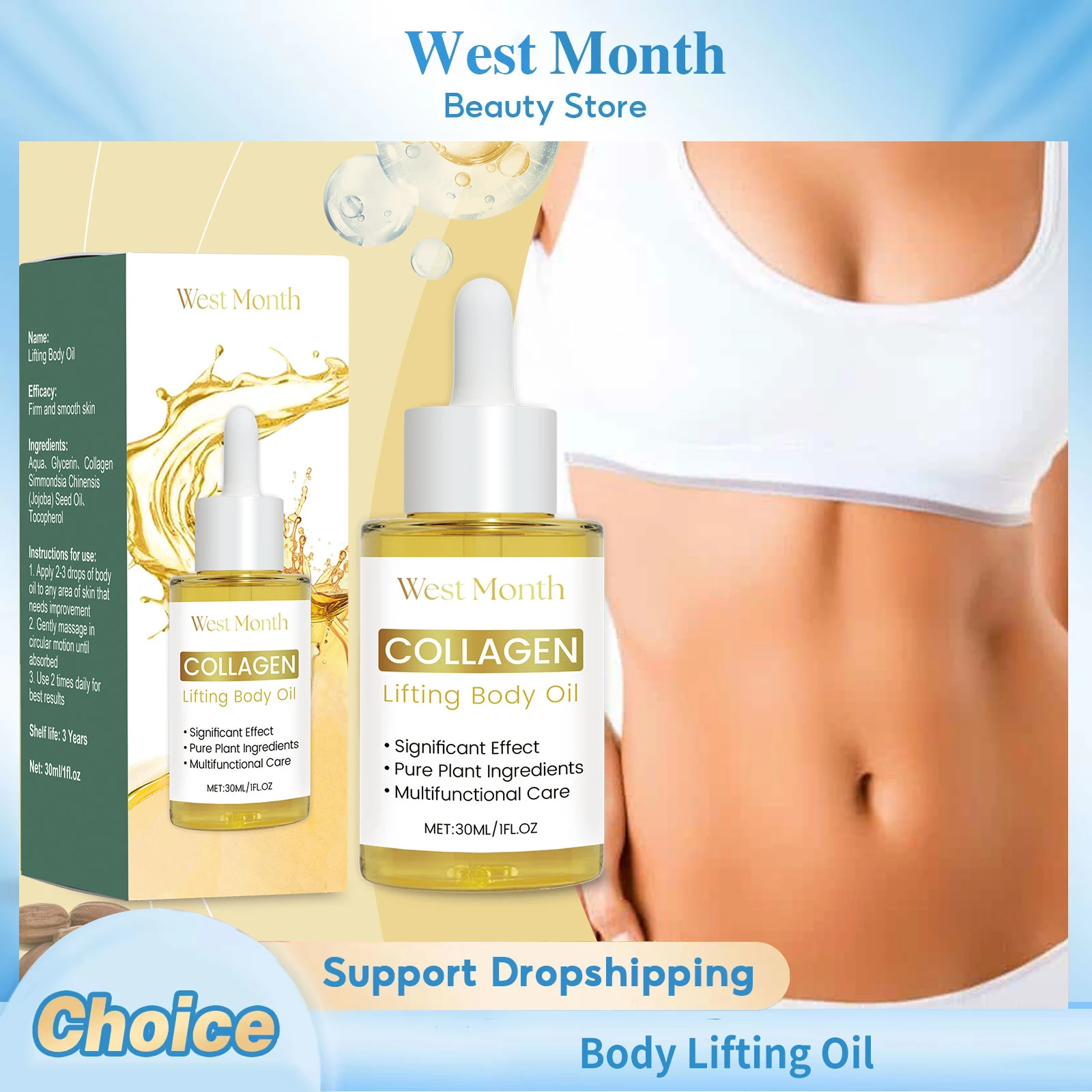 

Body Lifting Oil Moisturizing Tightening Shaping Repairing Prevent Sagging Anti-Dryness Brightening Collagen Hydrating Body Oil