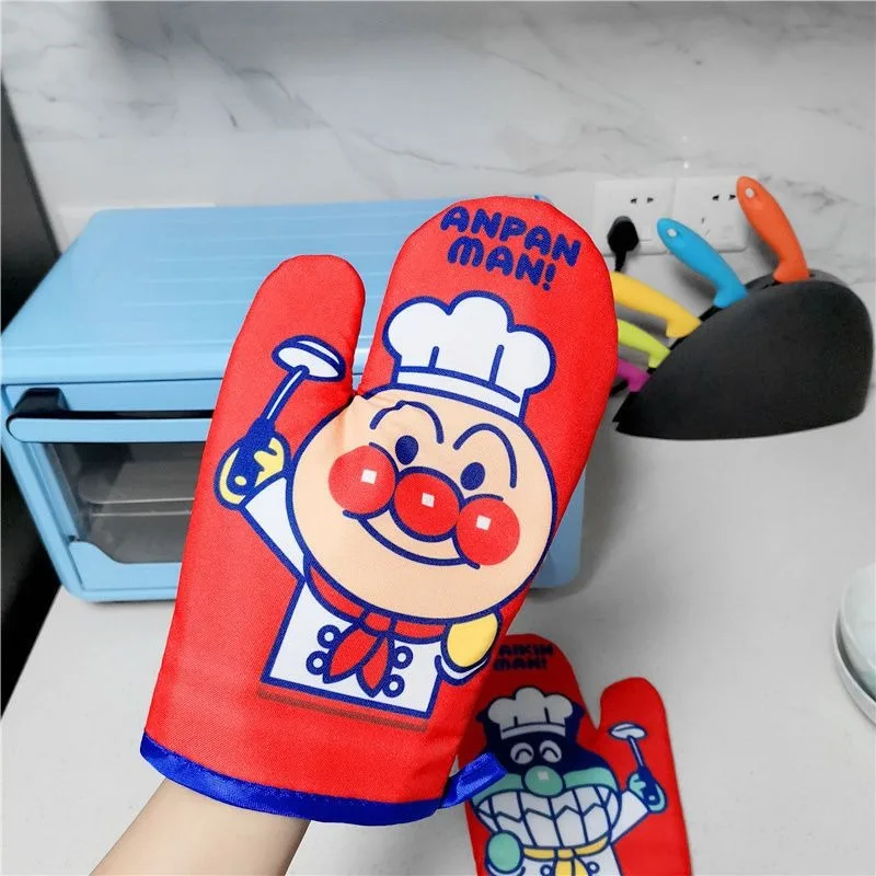 Anpanman Thermal Insulation Glove Cute Cartoon Stamp Pattern Heat-proof Glove Thicken Kitchen Baking Heat-proof Household Gloves view 5