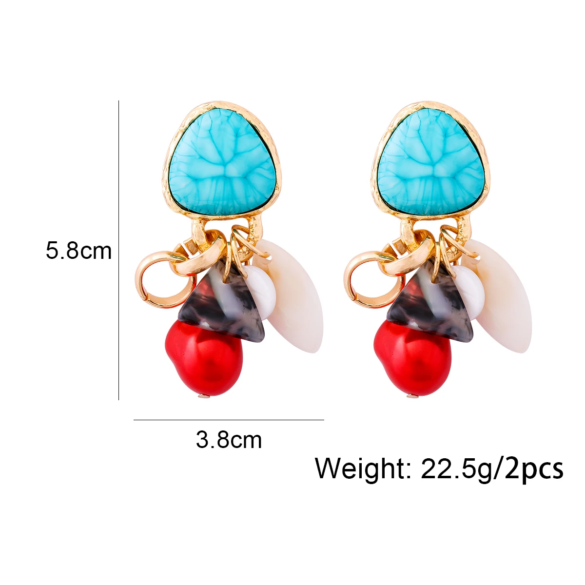 2024 New ZAA Resin Natural Stone Beads Geometric Drop Earrings for Women Fashion Jewelry Holiday Party Gifts Wholesale