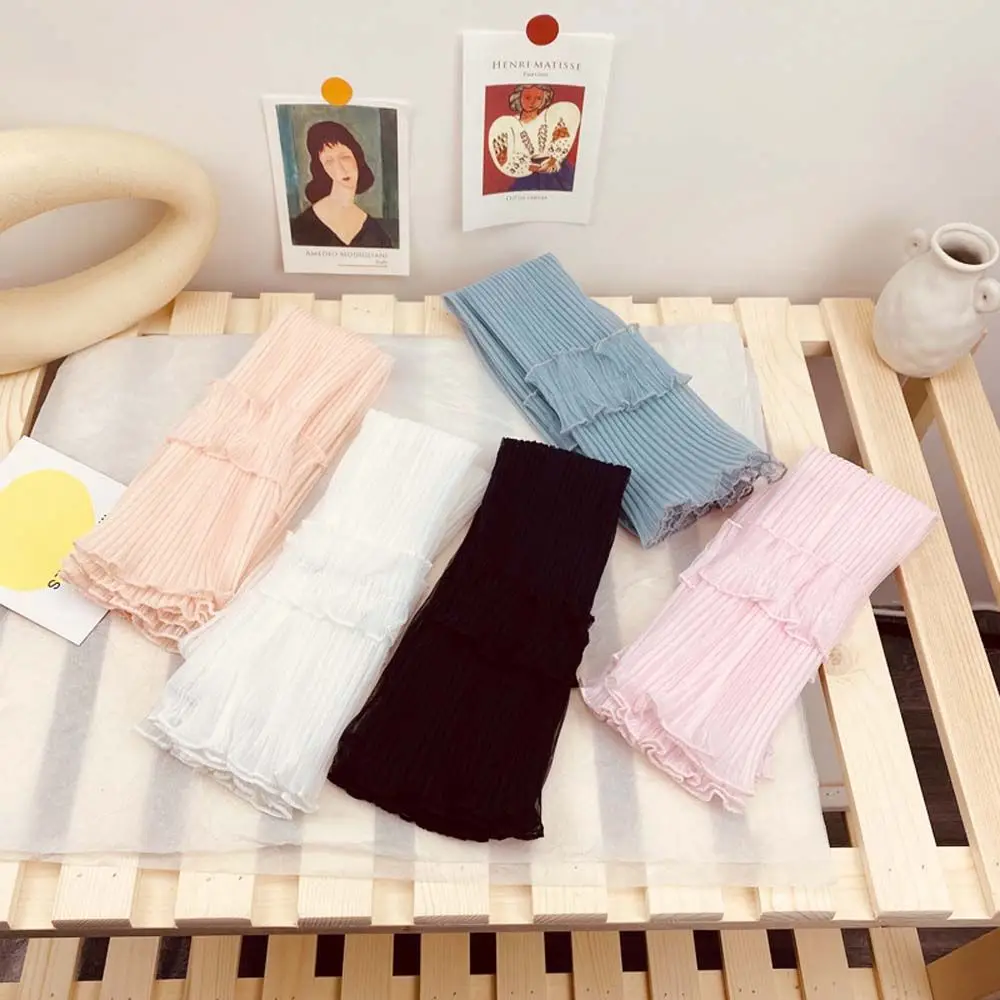 Elegant Sun Protection Arm Covers Fingerless Gloves Mesh Net Yarn Korean Style Lace Long Sleeves Lace Gloves Women Arm Sleeves
