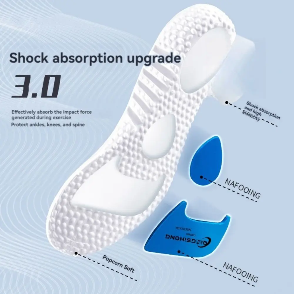 1Pair Upgrade Sports Shock Absorption Insole PU Memory Foam Breathable Arch Support Orthopedic Shoes Pad for Men Women Feet Care