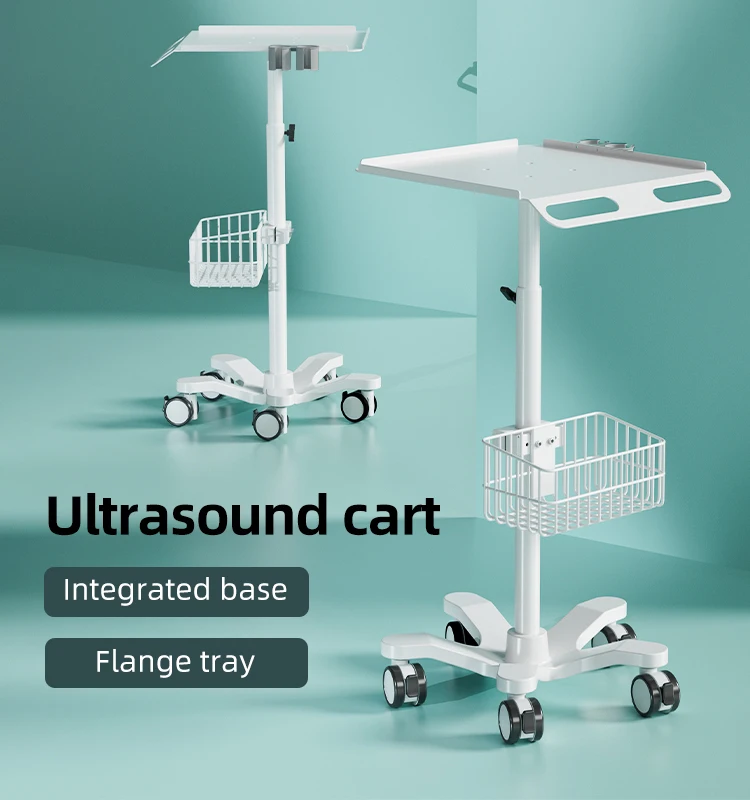 Likaymo CE Certified Mobile Metal Endoscope Trolley Cart with Wire Basket 5 Year Warranty for Hospital Ultrasound Examination
