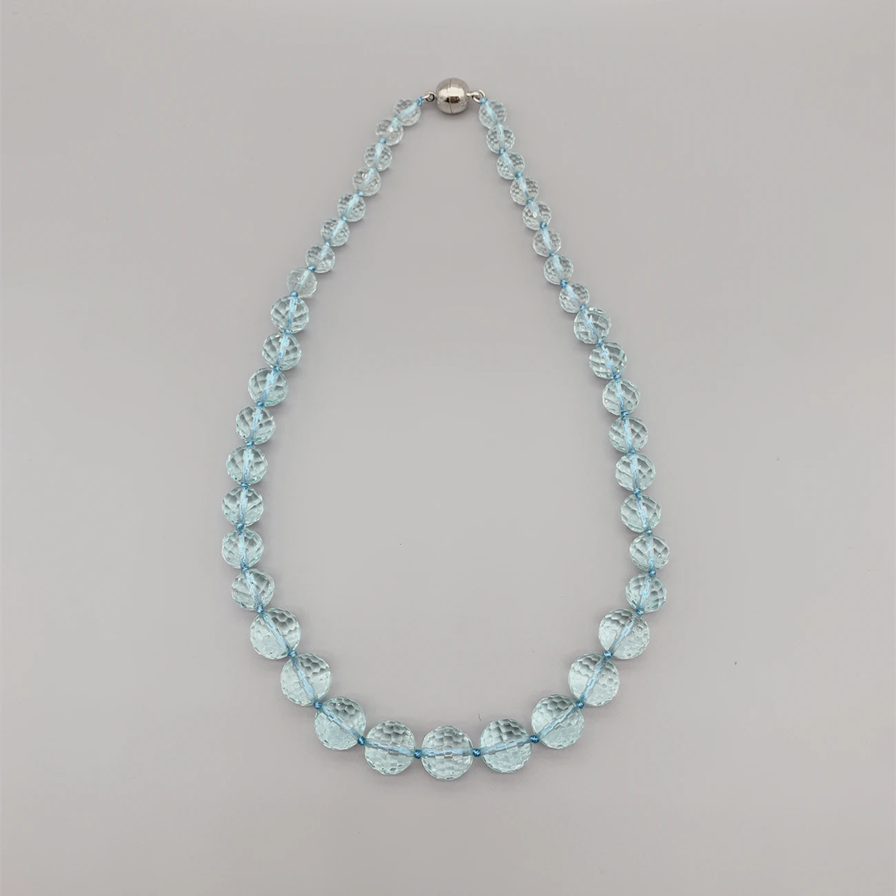 

FoLisaUnique 8mm 10mm 12mm Faceted Cut Aqua Quartz Necklace For Women Elegant Single Strand Trendy Jewelry