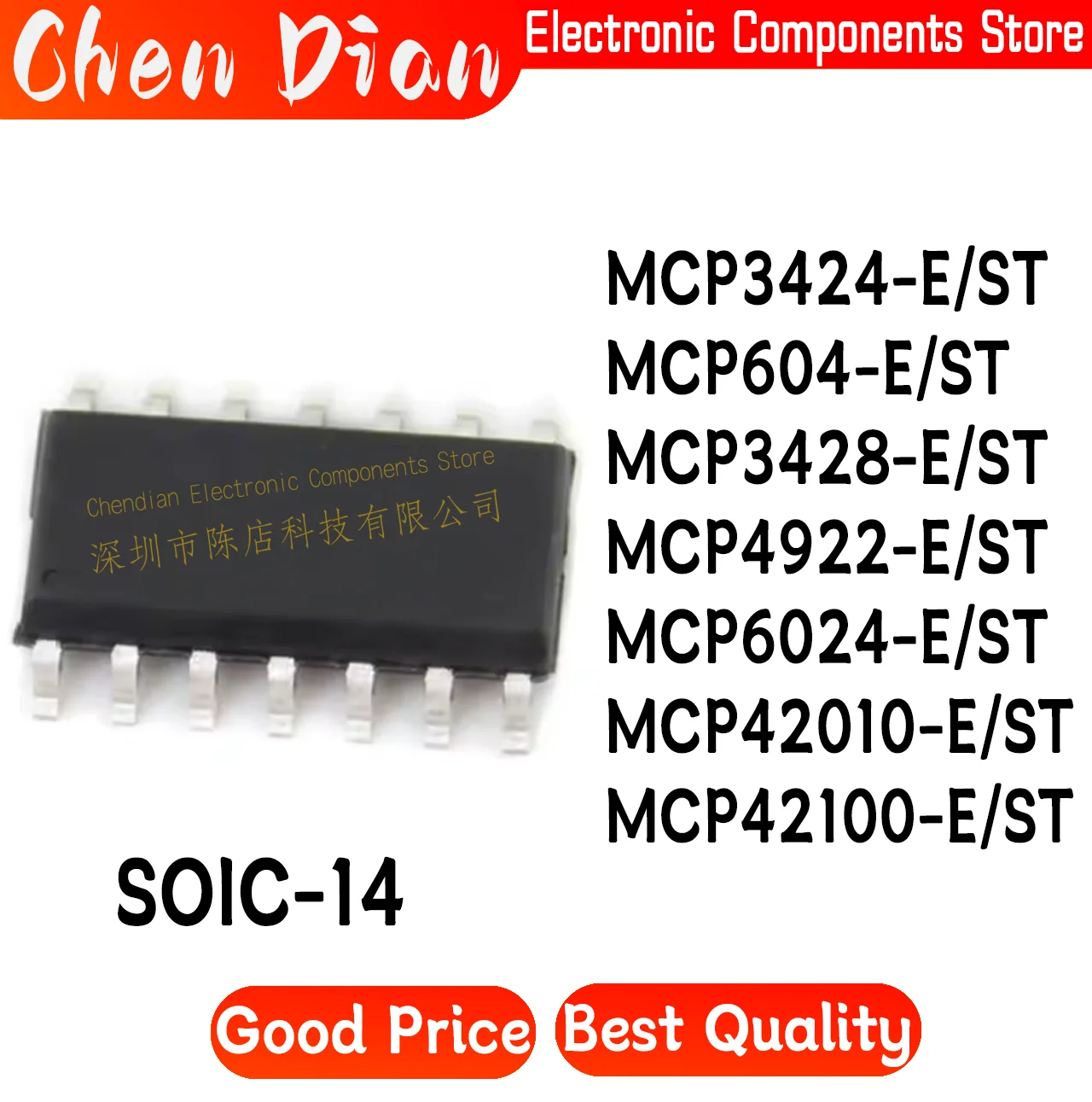 

MCP3424 MCP604 MCP3428 MCP4922 MCP6024 MCP42010 MCP42100 E/SL SOIC-14 New Original Genuine