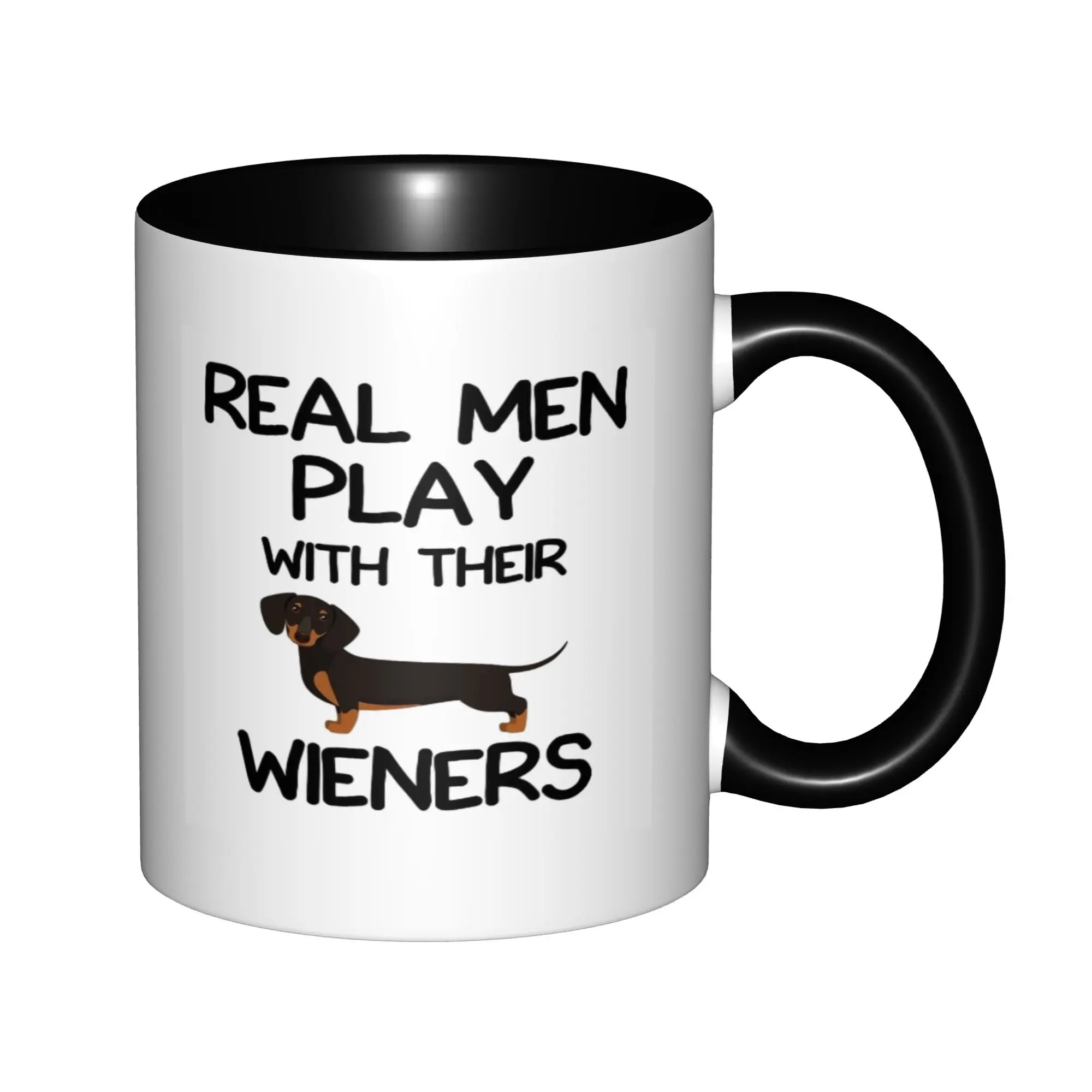 

Funny Dachshund Dad Mug - Real Men Play With Their Wieners Mugs For Birthday Coffee Mugs Ceramic Tea Cups 11oz