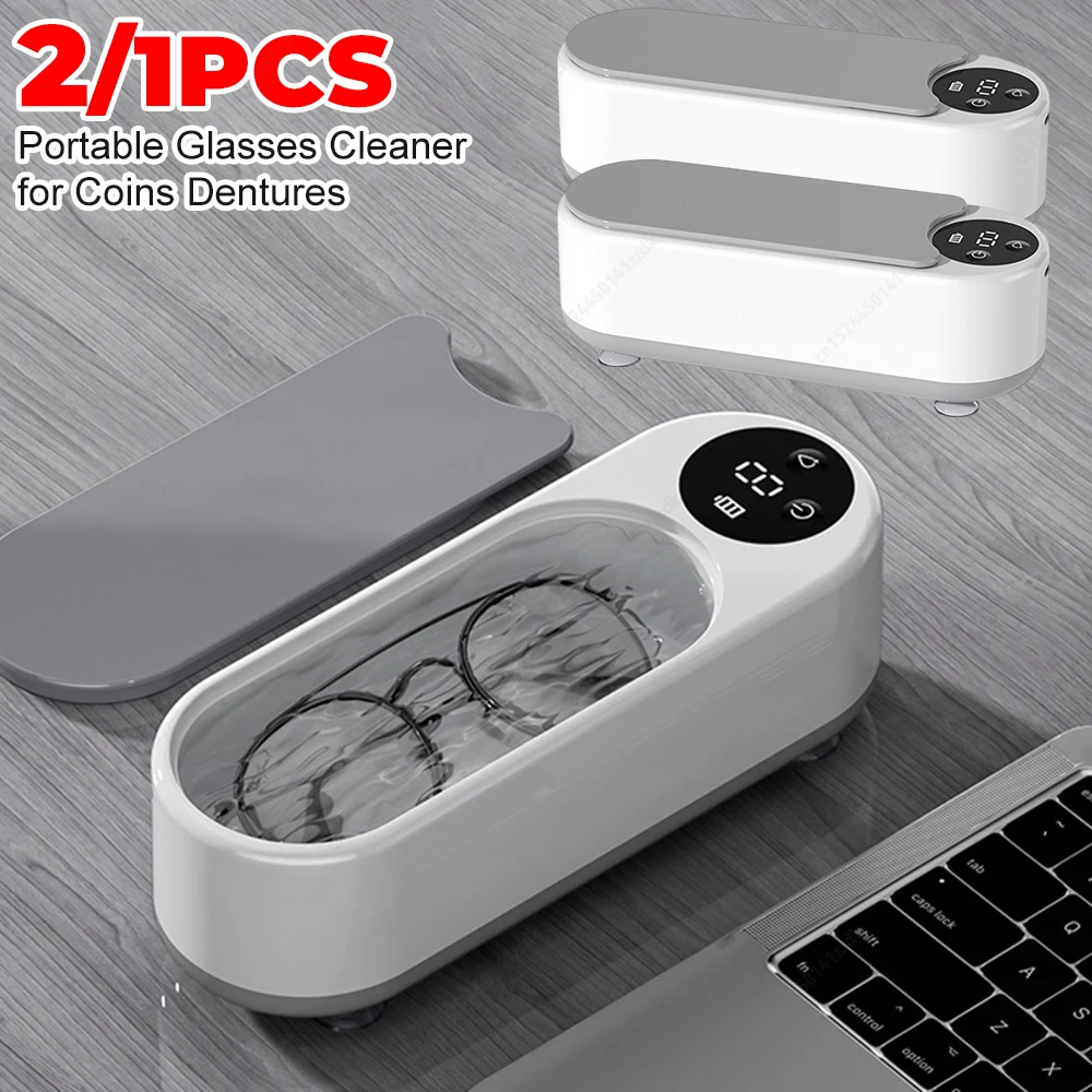 1/2 Stück Schmuckreinigungsmaschine, automatisch, 360° ° Tiefenreinigungswerkzeug, Mini-Waschmaschine mit USB-Aufladung und Ultraschallvibration für Glasse