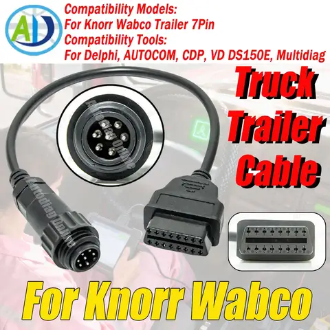 Trailer Diagnostic Cable For Knorr Wabco Trailer Diagnostic Cable For Delphi/AUTOCOM/CDP/VD DS150E Truck OBD2 Adapter Cable