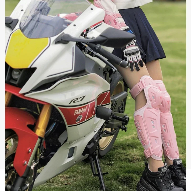 Ginocchiera protettiva per moto da donna Approvazione EU CE2 Armatura da equitazione per moto Anti caduta Protezione per gomito ginocchio per ragazza rosa per Honda