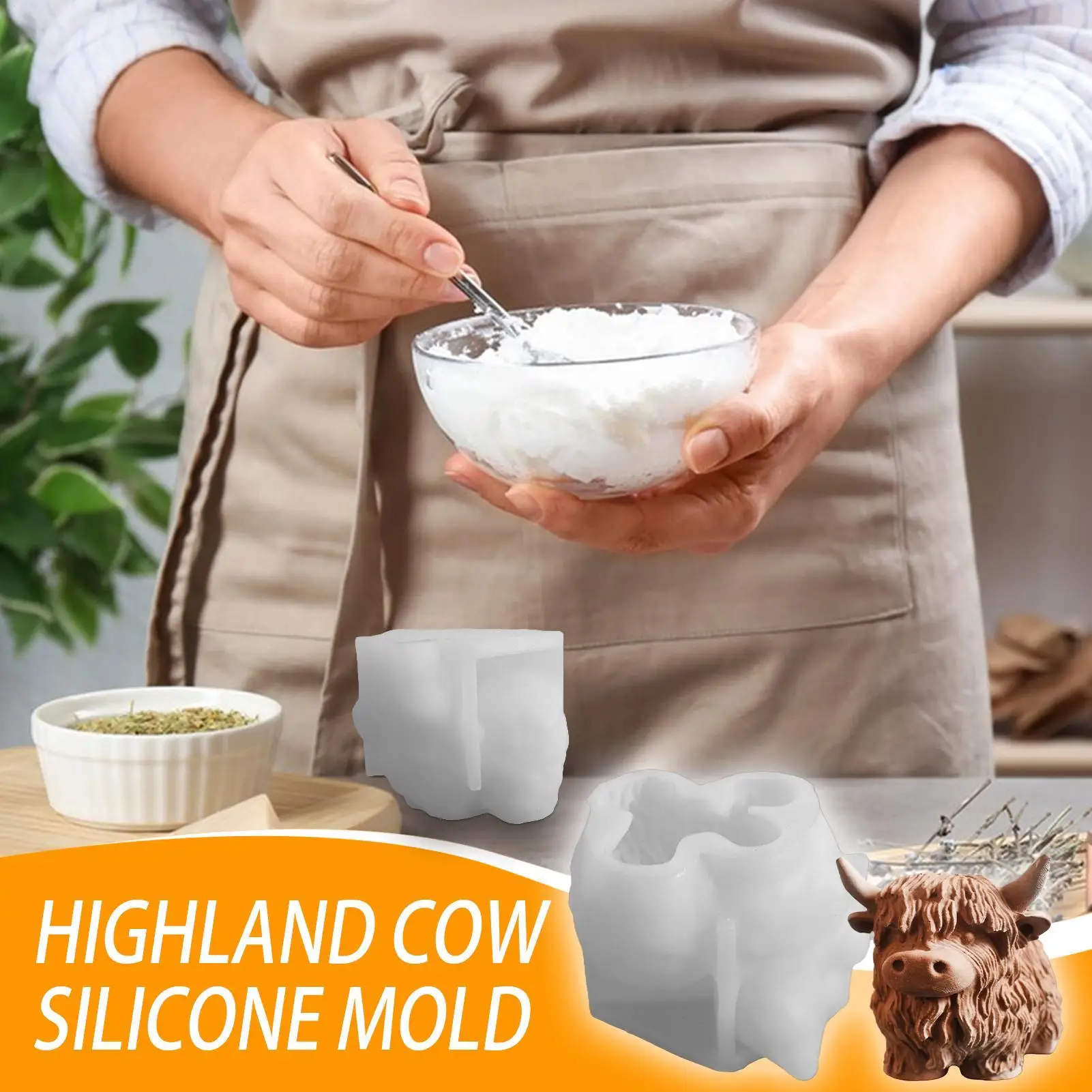 

Форма для свечей 3D Highland Cow, силиконовая форма для литья сельскохозяйственных животных, декоративное украшение для дома, путешествий, ежедневного класса, праздника