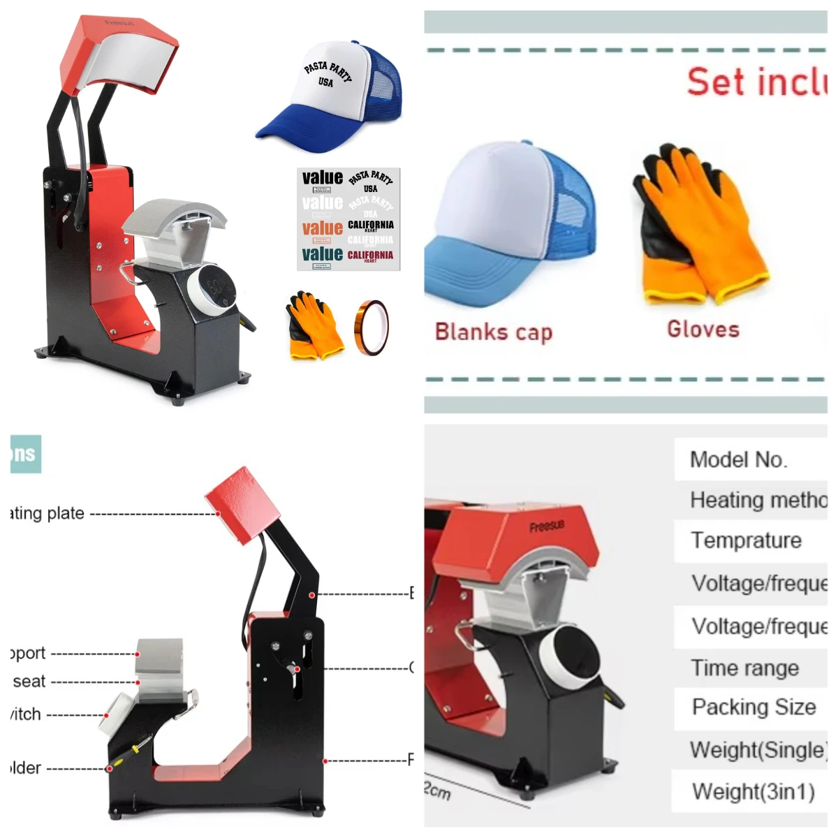 

WJW New Arrivals Automatic Cap Sublimation Printing Machine 3 in 1 Hat Press Heat Press Machine F136