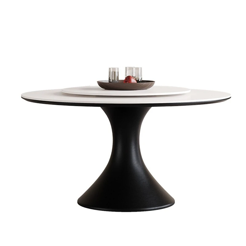 

French retro round, rock slab dining table, Italian minimalist small apartment