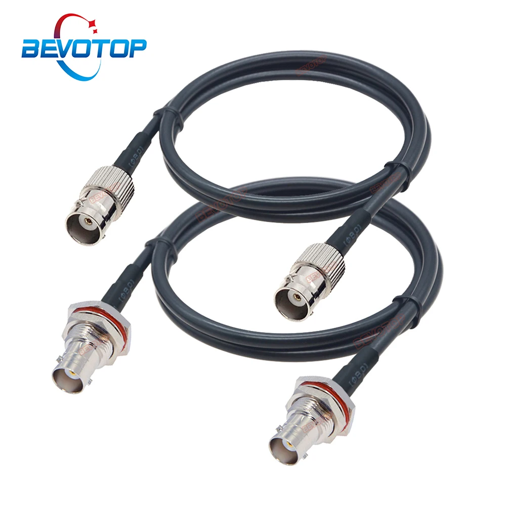 BEVOTOP RG58 Cable BNC Female to BNC Female Jack Waterproof Screw Nut Bulkhead 50Ohm RG-58 RF Coaxial Cable Extension Jumper