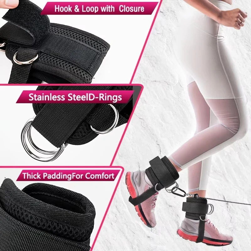 1Pc Gym Leg Strength Workouts Pulley Ankle Straps For Cable Machine D-Ring Design Fitness Ankle Cuffs Ankle Glute Workout Strap