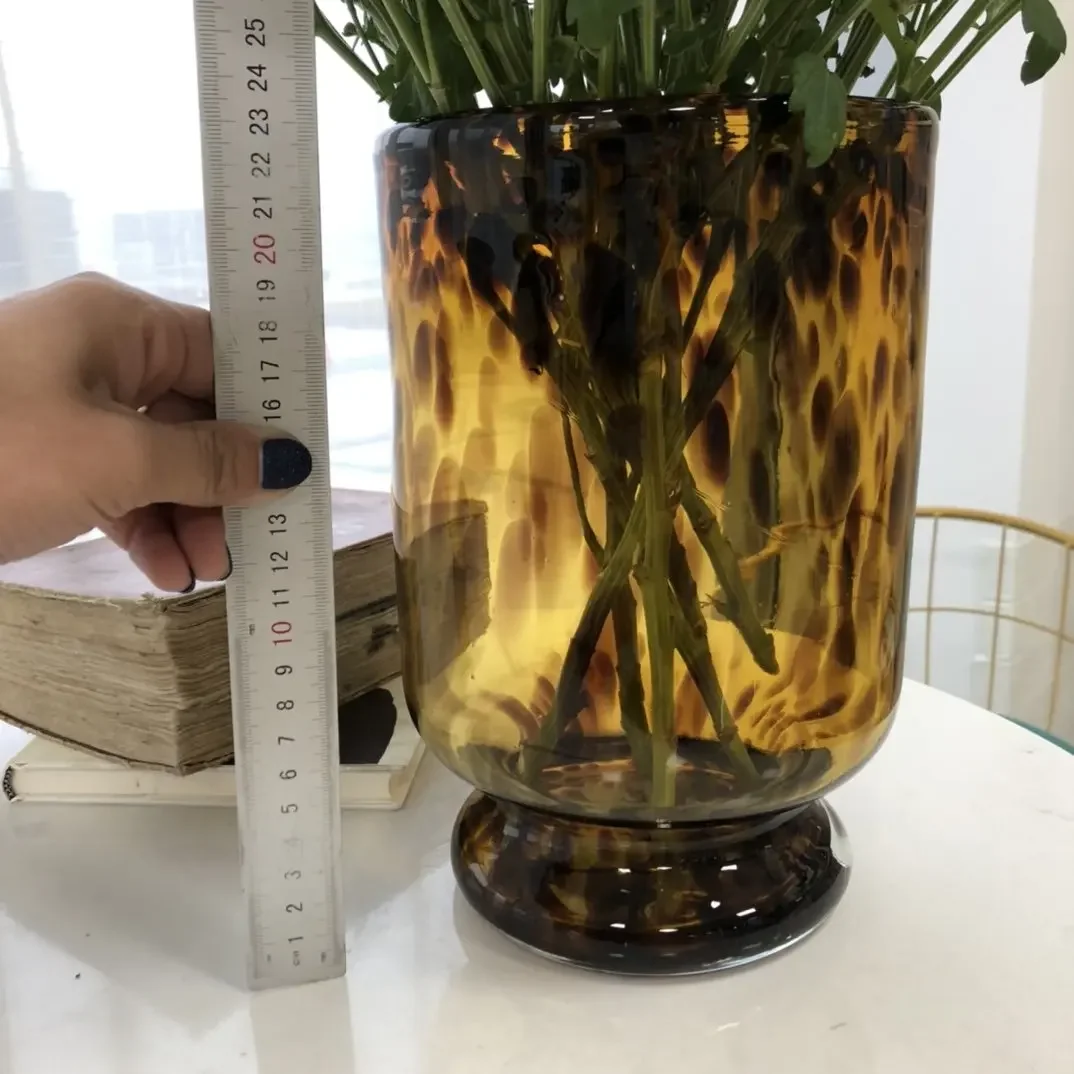 Glass Vases ваза Leopard Flower Pot Home Ornaments For Home Decor Desktop Vase Living Room Vases скандинавский стиль