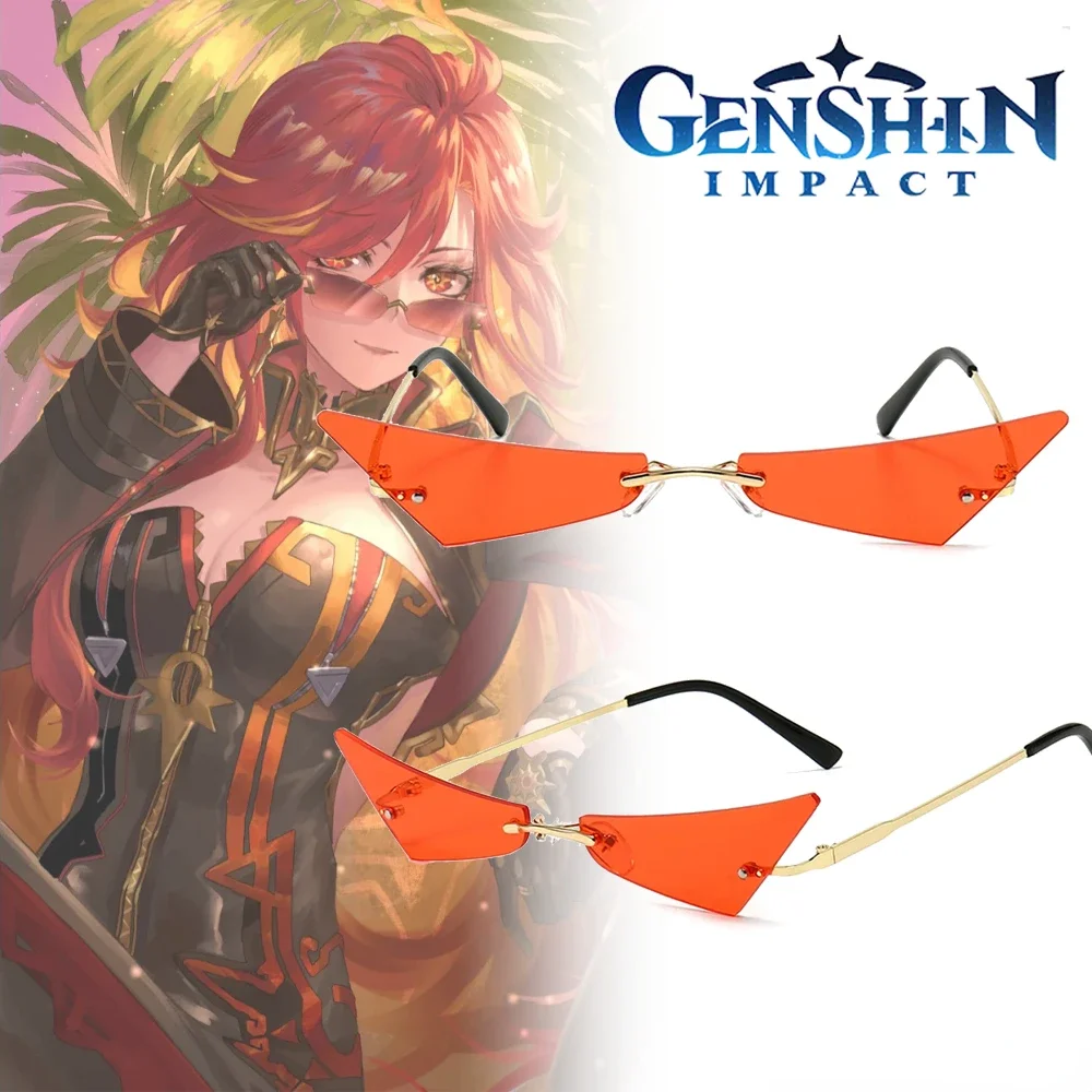 

New 2026 Game Genshin Impact Mavuika Cosplay Unisex Glasses Red Sunglasses Alloy Frame Eyewear Halloween Carnival Accessories