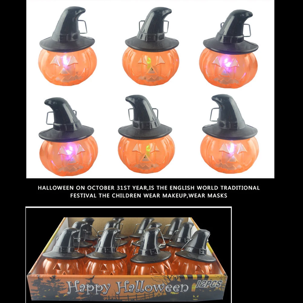 8pcs 할로윈 빛나는 호박 램프 휴대용 Led 랜턴 플라스틱 장식 소품 파티 의상 액세서리 트릭 오어 트리트