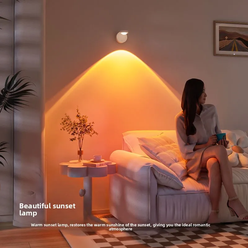 2026 Magnetic Remote Rechargeable Sunset Wall Lamp Basic Wireless Creative Equipment For Home Bedroom Living Hall Decor