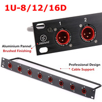 Rack Patch Panel 8 12 16 Way XLR Male Canon Connnector 1U Flight Case Mount for Professional Loudspeaker Audio Cable Dj Mixer
