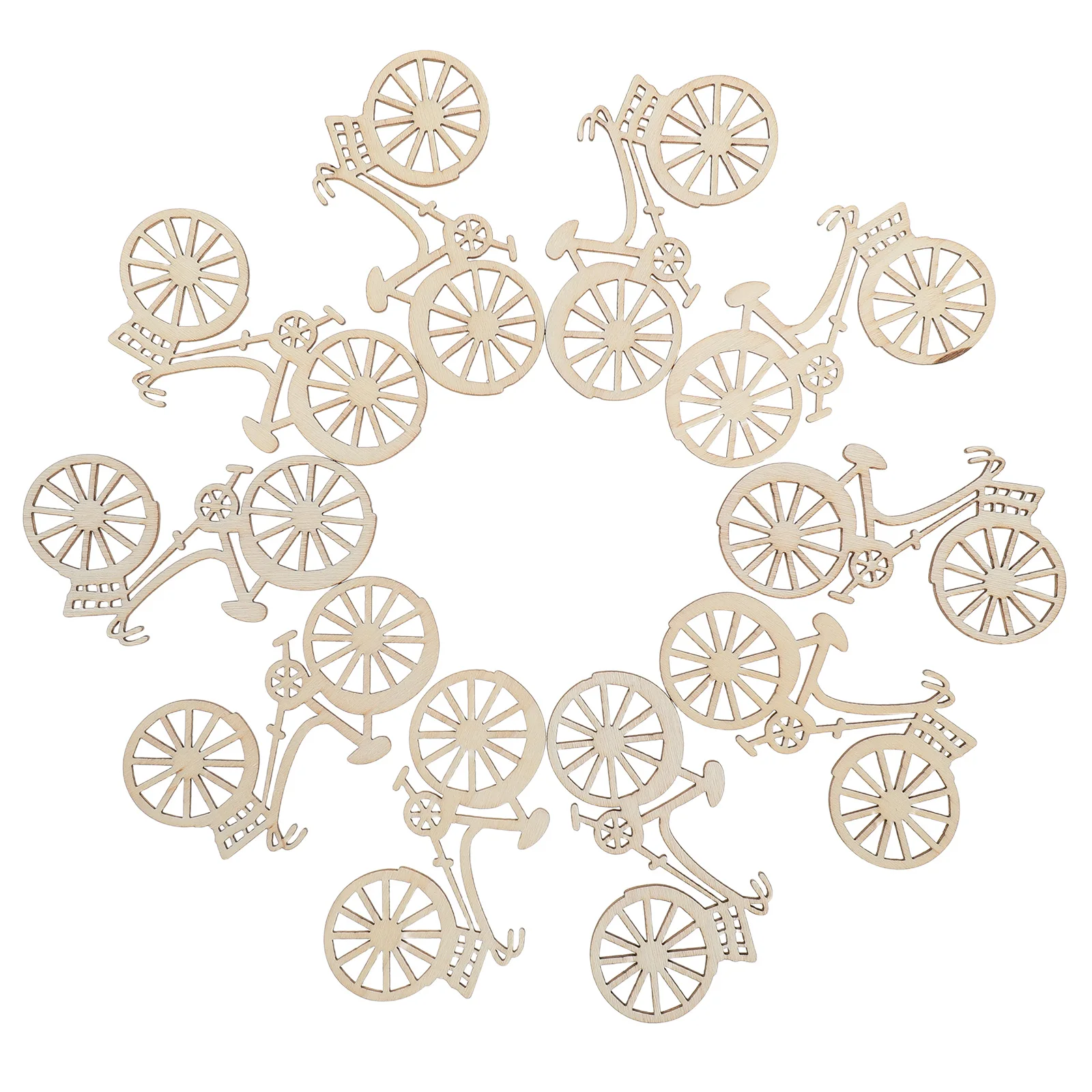 

10pcs Wooden Bicycle Wood Craft For Durable Lightweight Decorative Rustic Wedding Party Home Use Exquisite Handmade Design