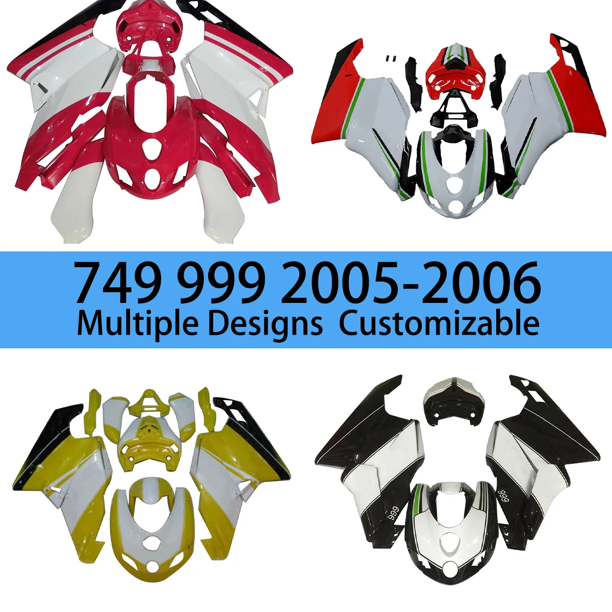 100% Fit Fairings 999 2005 2006 Motorcycle Complete Body Plastic Kit Covers Fairing Set for DUCATI 749 05 06