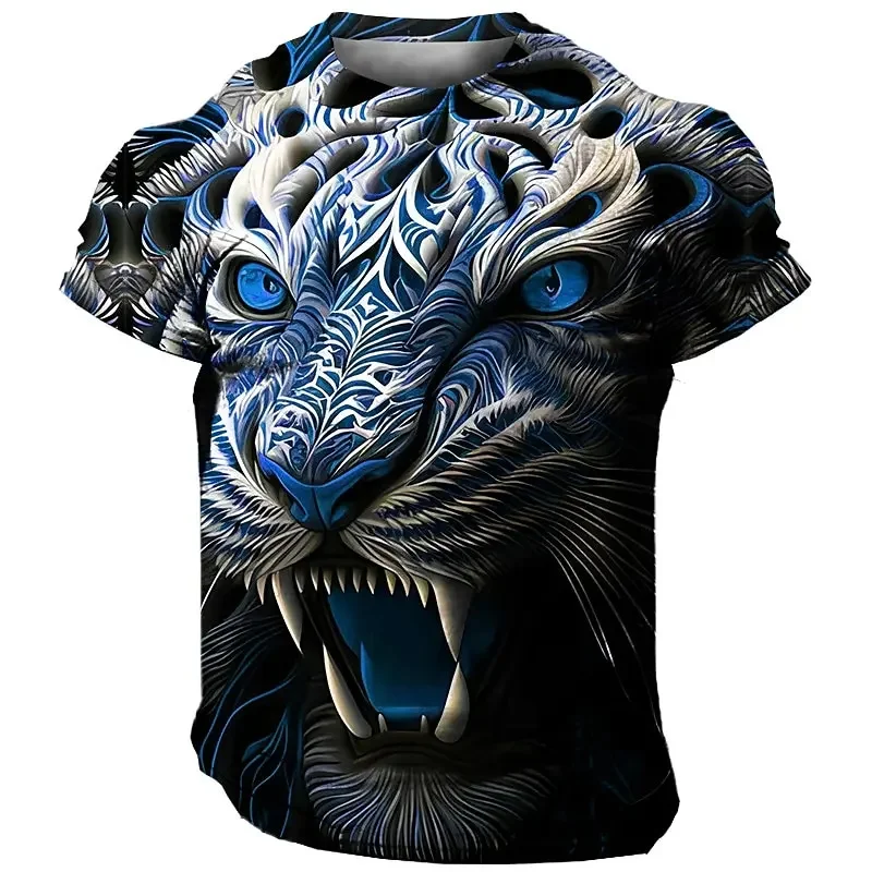 

Oversized Men's T-Shirt 3D Tiger Print Tees Tops Summer Casual Mens Animal Pattern T Shirt Streetwear Quick Dry Fashion Clothes