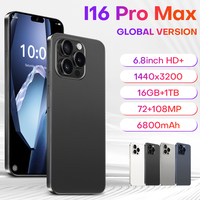 Case For i16 Pro max 16GB+1TB 6.8 inch Android 14 72MP+108MP Camera 6800mAh battery network 10 core 2025 New Hot