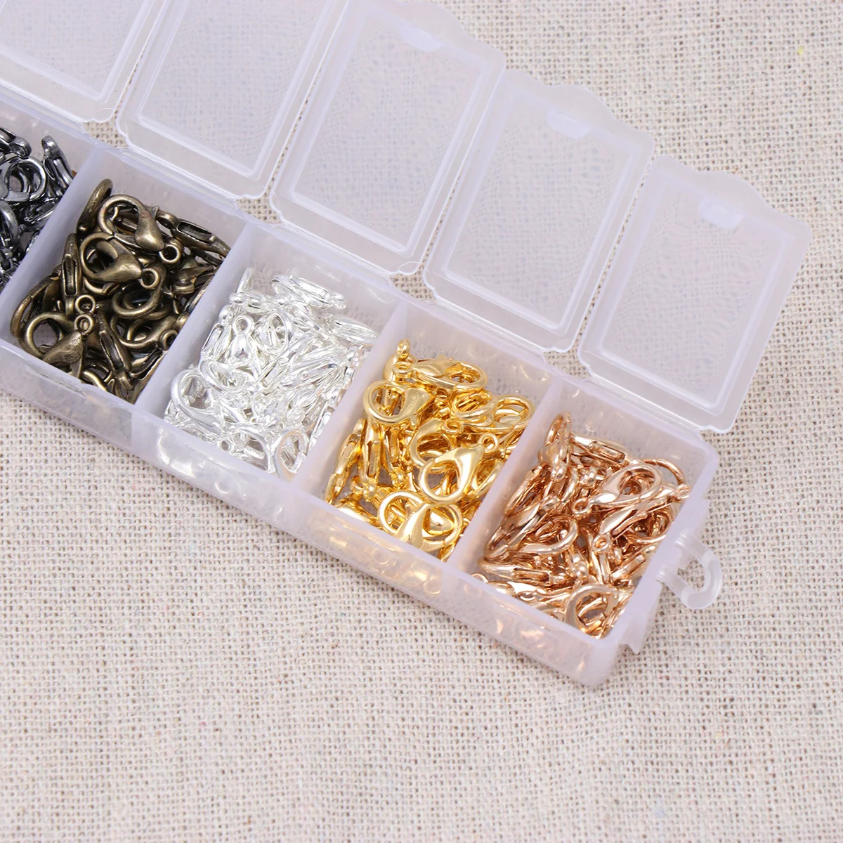 Assortiment de fermoirs à homard, 210 pièces, Clips ronds en céramique en alliage de Zinc pour la fabrication de bijoux, collier, Bracelet, porte-clés, artisanat