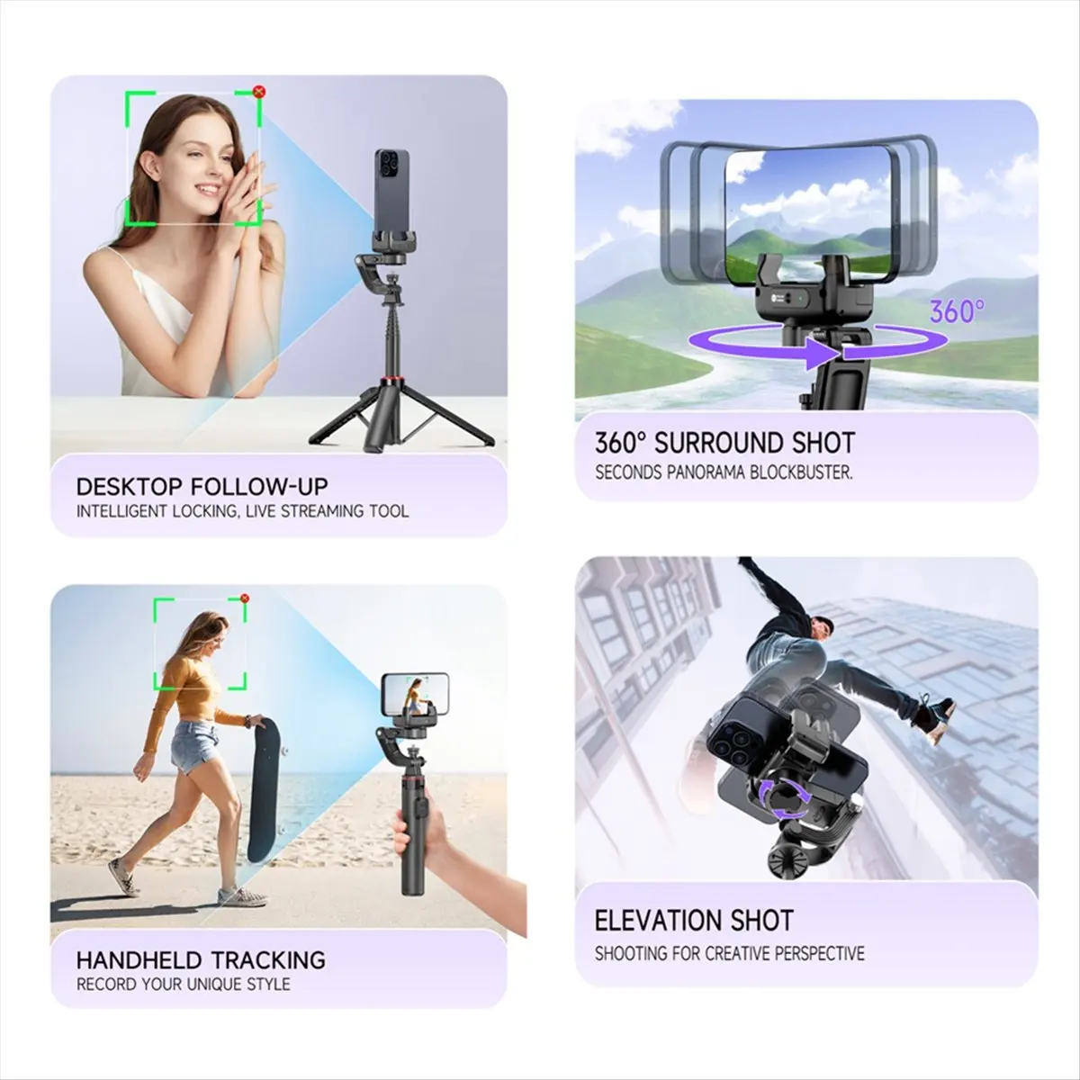 

AA86 AI-стабилизатор для смартфона с отслеживанием лица, ручной, 360° ° Магнитный монопод-трипод для смартфона с дистанционным управлением и креплением 1/4 дюйма
