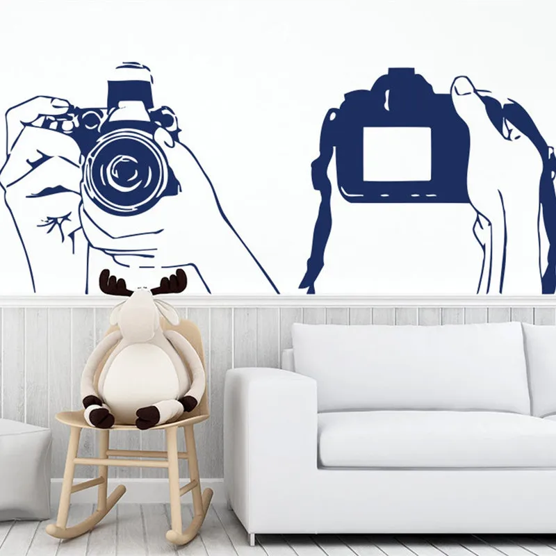 Movie Camera Wall Sticker Photography Camera Studio Photo Unilateral Camera Studio Home Bedroom Decoration Vinyl Decal Gift XJ1