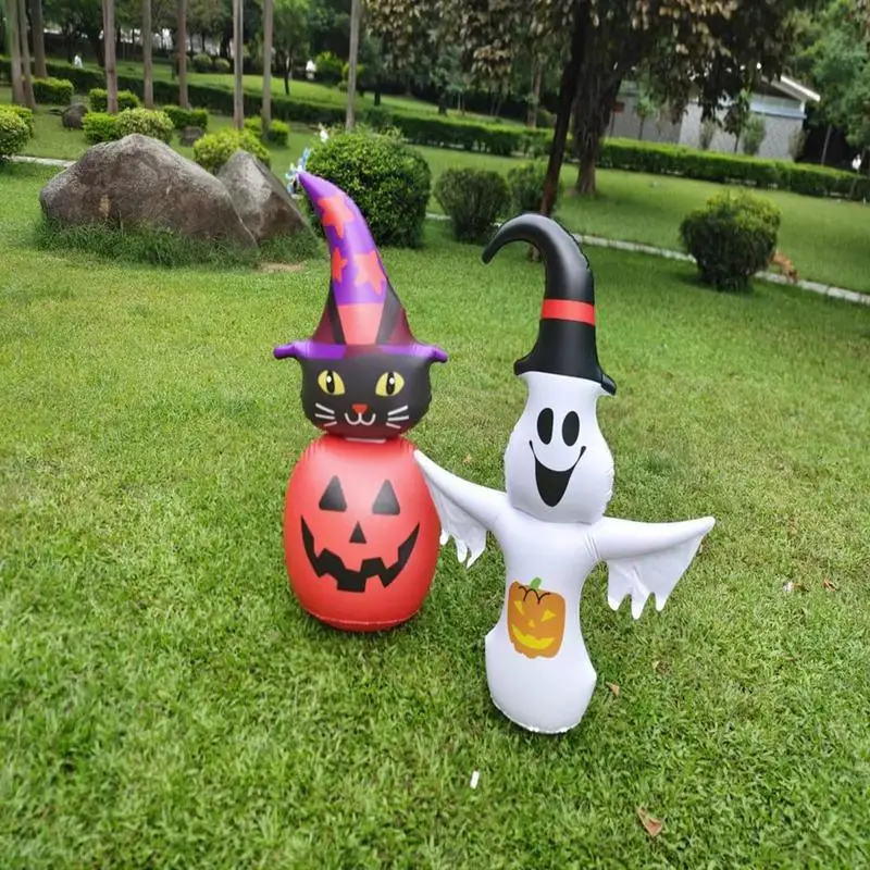 Blow Up Ghost Halloween Inflatables Outdoor Ghost Pumpkin Cat With LED Remote Light Spooky Halloween Outdoor Decorations Blow Up