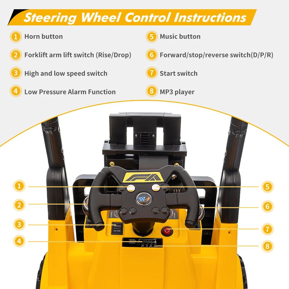 Carretilla elevadora para niños de 12V con tienda de campaña, coche de construcción eléctrico, juguetes con horquilla elevable y Control remoto de paleta