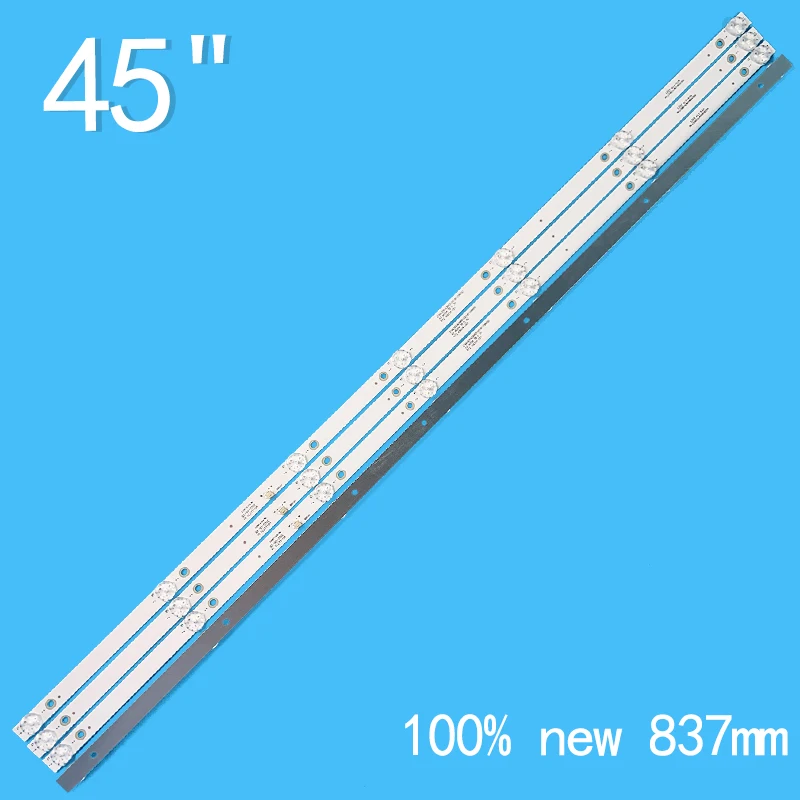 Strip lampu latar LED 6V baru 837mm untuk sistem Strips 4545a1 MS-L2770 V4 V3 R72-45D04-001 A3 M208 TA D 3C