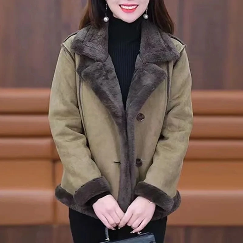 Autumn Winter Female Plush Fur Outwear Women Fashion Add Velvet Fur Coat Ladies Thicken Warm Fur Jacket