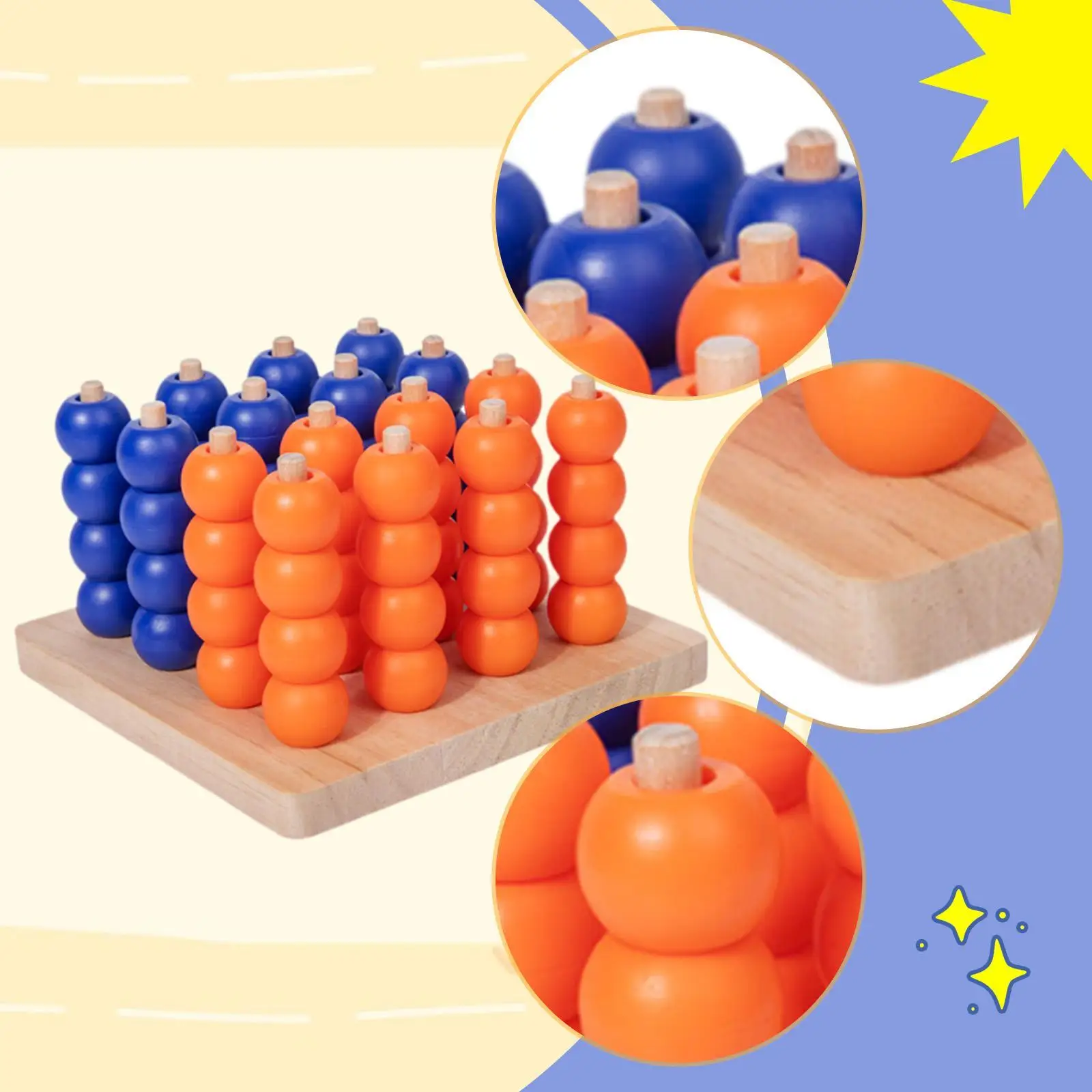 لعبة لوح خشبي كلاسيكية مصنوعة يدويًا بأربعة في صف لعبة لحفلات الأطفال والأسرة #5