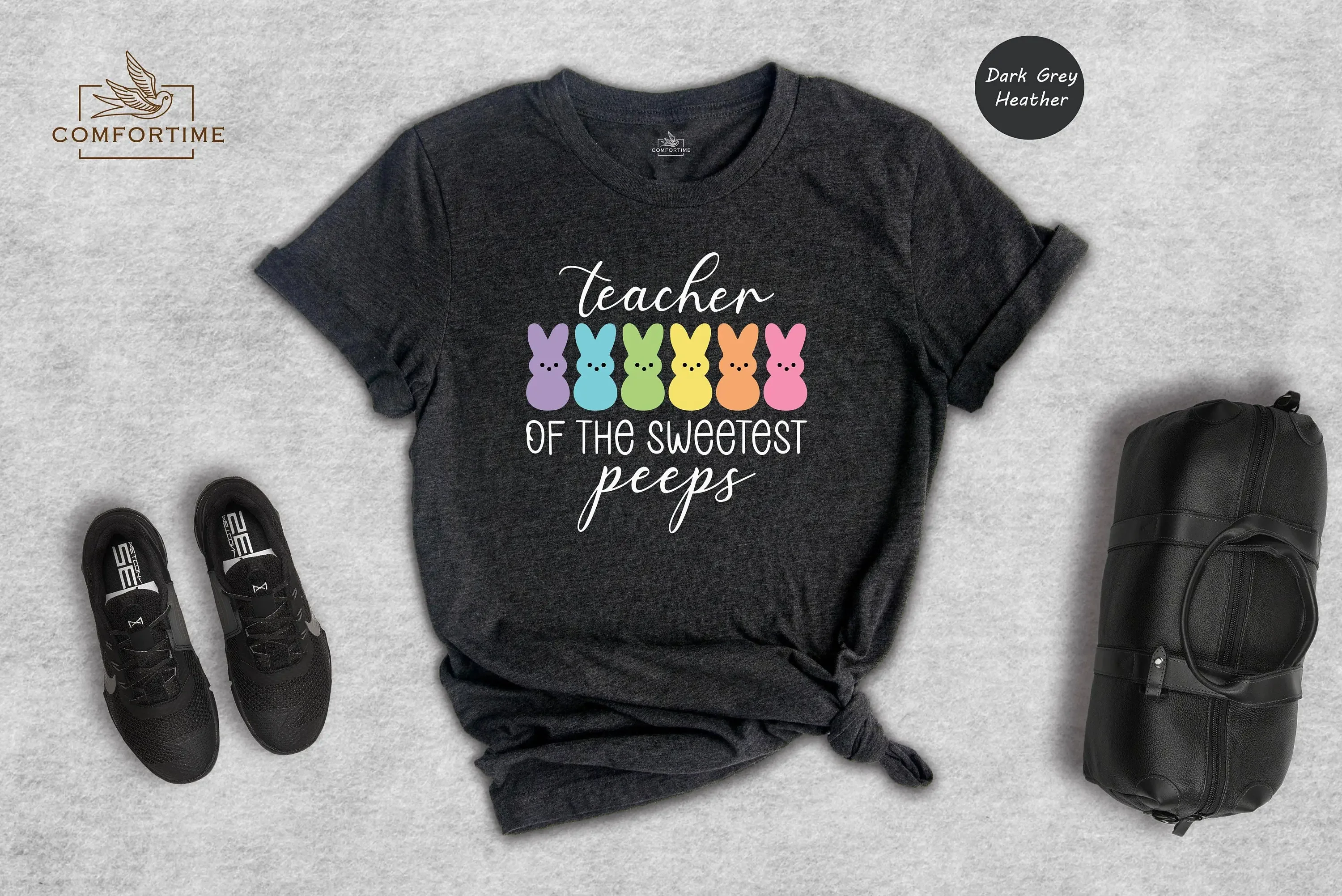 Teacher of The Sweetest peeps T Shirt Bunny Ears Easter Day Egg HunT