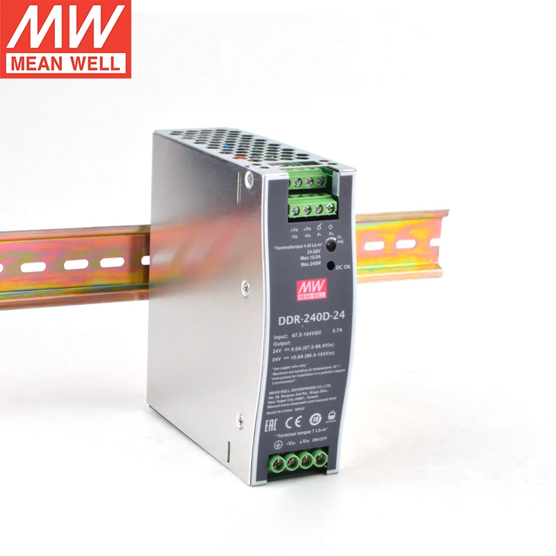 MEAN WELL DDR-240 Series Power Supply 240W Slim DIN Rail DC-DC Converter DDR-240B-24/48 DDR-240C-24/48 DDR-240D-24/48