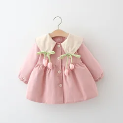 Spring And Autumn Flower Solid Color Baby Girl Coat Cute Girl Windbreaker Top Girl Clothing