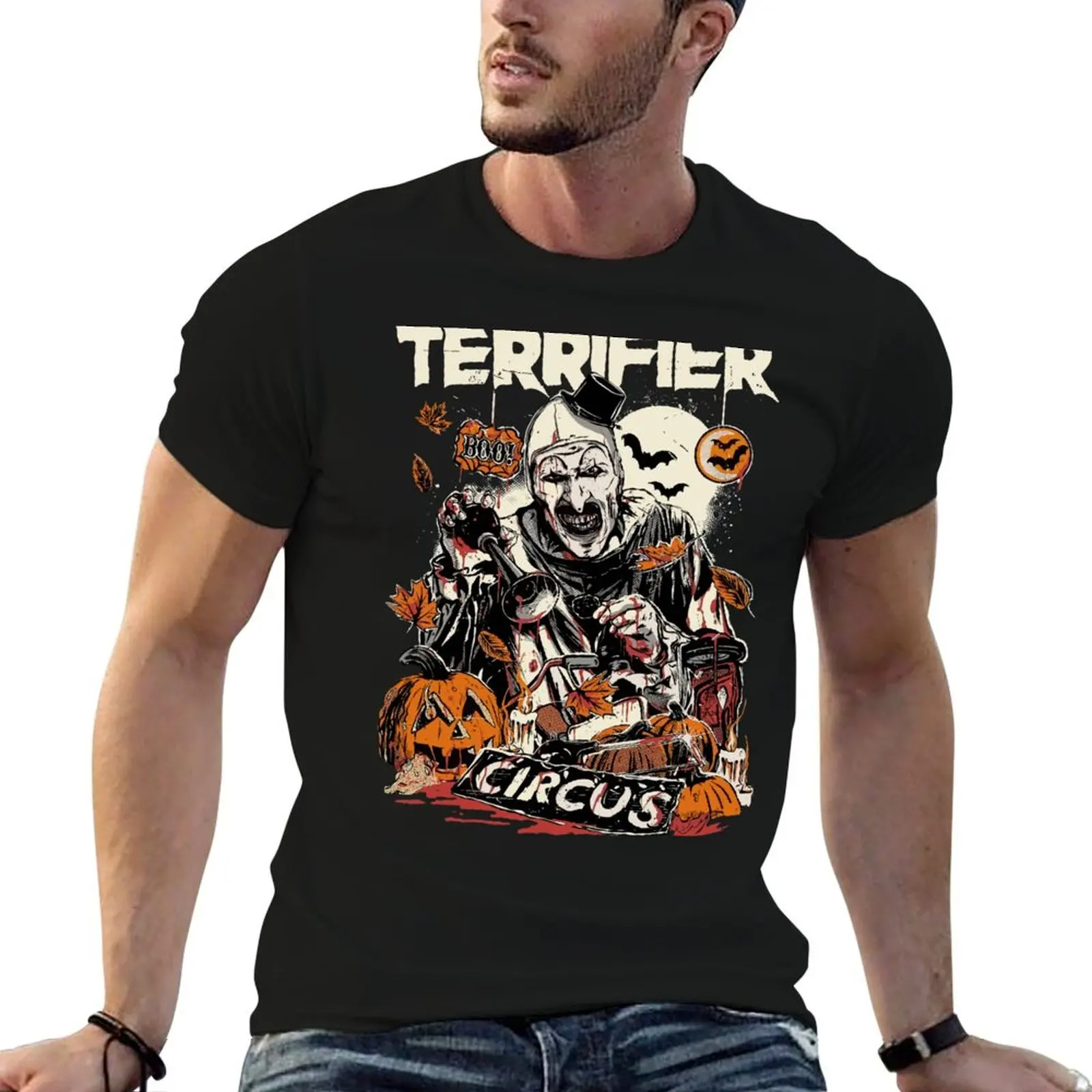 Retro Terrifier Movie T-Shirt plus sizes Funny t-shirts men t shirts