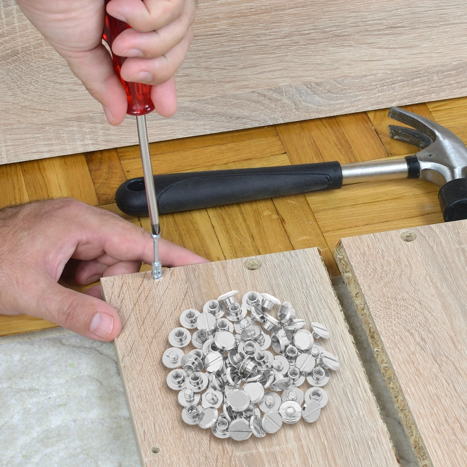 100 قطعة مسامير تجليد برشام Submother مشابك معدنية لتجليد الكتب ألبومات الصور ملفات المكتب برغي الحنفية برشام الورق المقوى المعدني #6