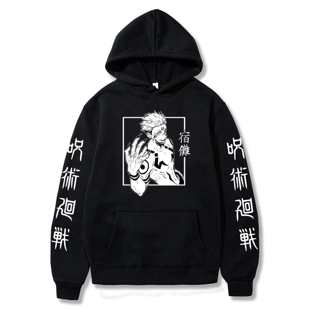 Jujutsu Kaisen Anime Men\'s Fashion Hoodie Harajuku Print Men\'s and Women\'s Street Hip Hop Hooded Fleece Pullover Sweatshirt