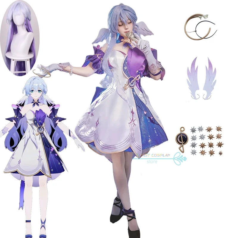 

Robin Cosplay Game Honkai Star Rail Robin Cosplay Costume 3D Print Dress Wig Shoes Women Role Play Carnival Party Clothes