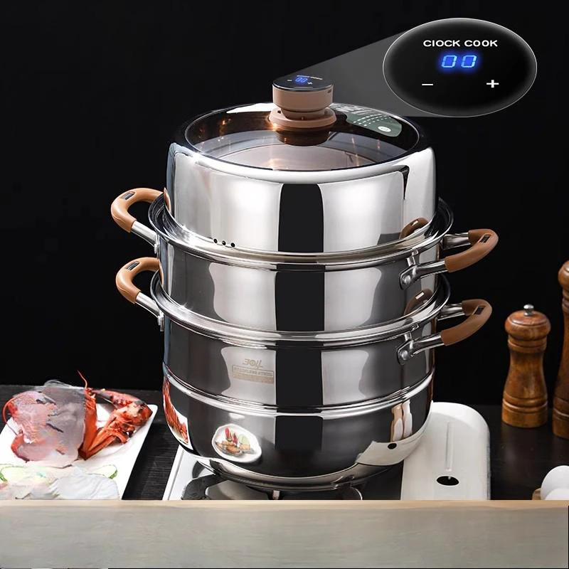 

Steamer Household Large Capacity Large Stainless Steel Multi-layer Multi-function Intelligent Timing Cage Drawer Integrated Pot