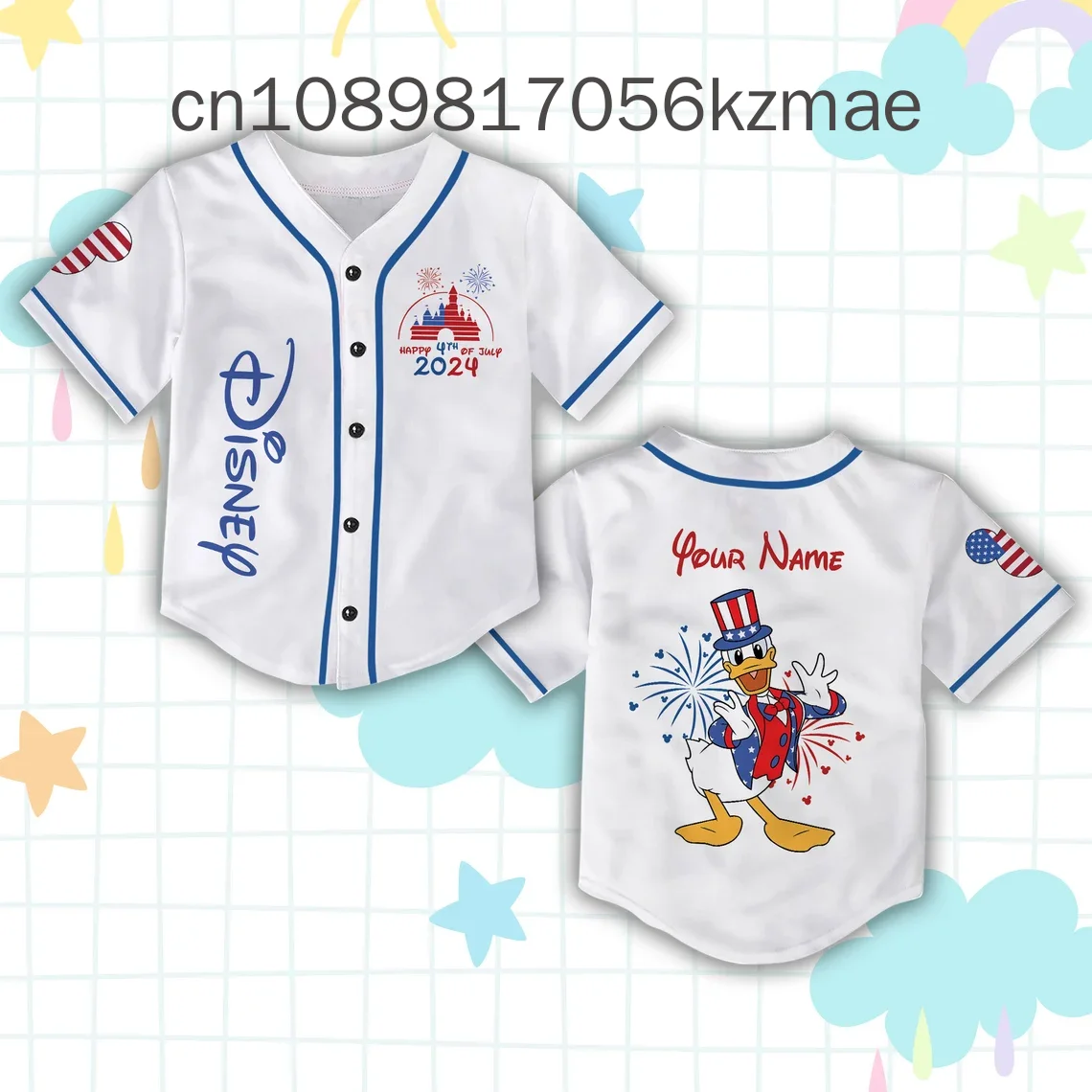 New Customized Name Disney 4th Of July Baseball Jersey Disneyland Baseball Jersey Disney Shirt For American Family