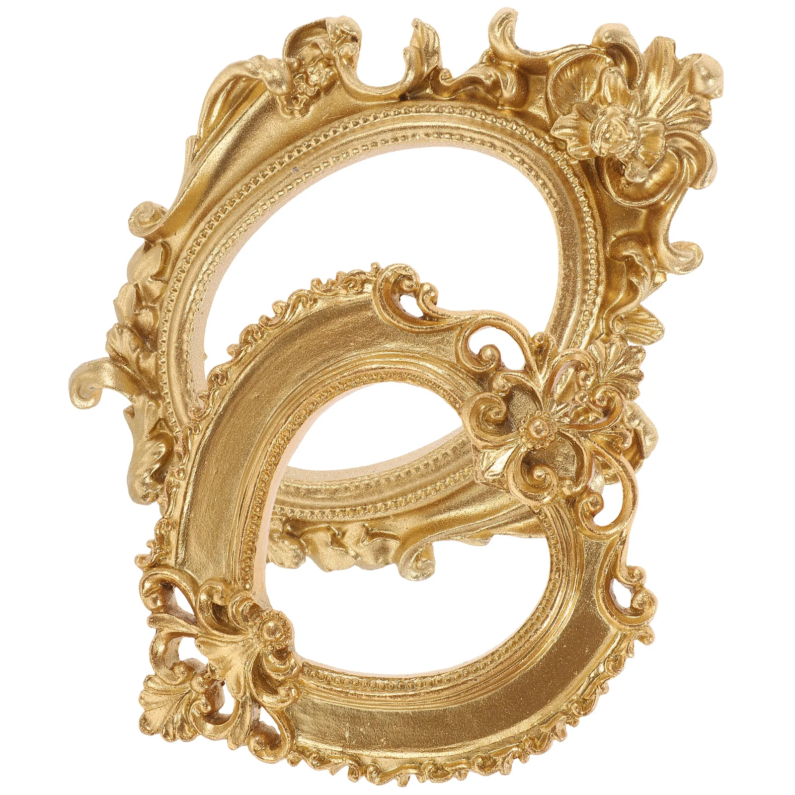 

2pcs Retro Photo Frame Vintage Decor Resin Frames Display Picture Holder Bedroom Prop Golden Style Sturdy