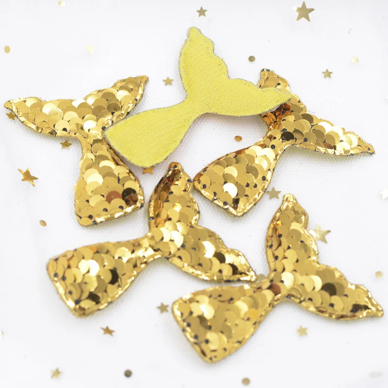 16Pcs Colorful Paillette Padded Patches Glitter Mermaid Tail Appliques for Clothes Sewing Supplies Hair Hat Decor Ornament