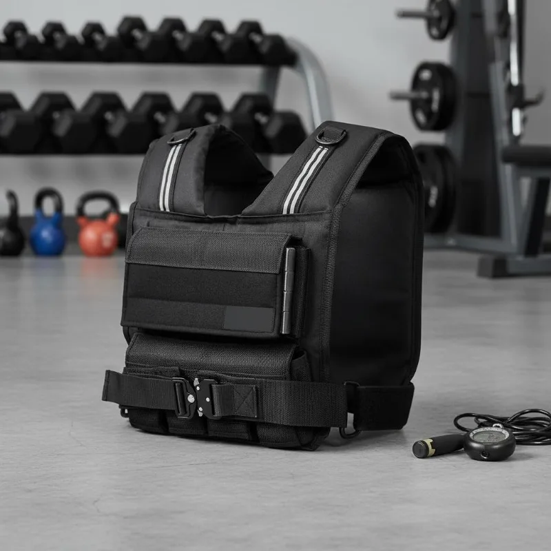 Verstellbare Gewichtsweste 15,85 kg mit 16 Eisenblöcken, Schulterpolster und reflektierender Streifen, für Krafttraining, Laufen und Joggen