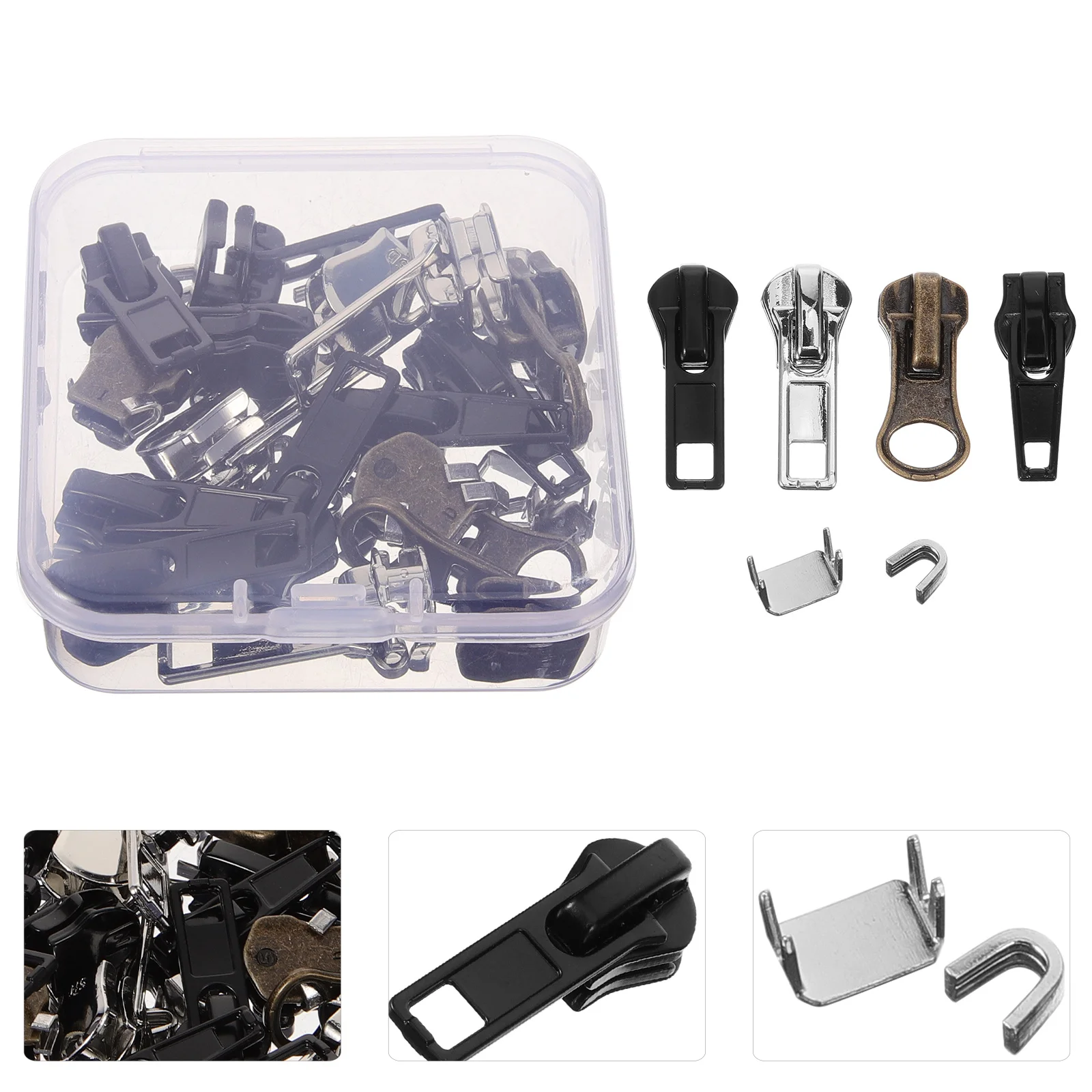 

1Set Zipper Repair Kit Metal Puller Replacement Sturdy Zipper Heads for Backpacks Travel Suitcases Coats Jackets Sportswear