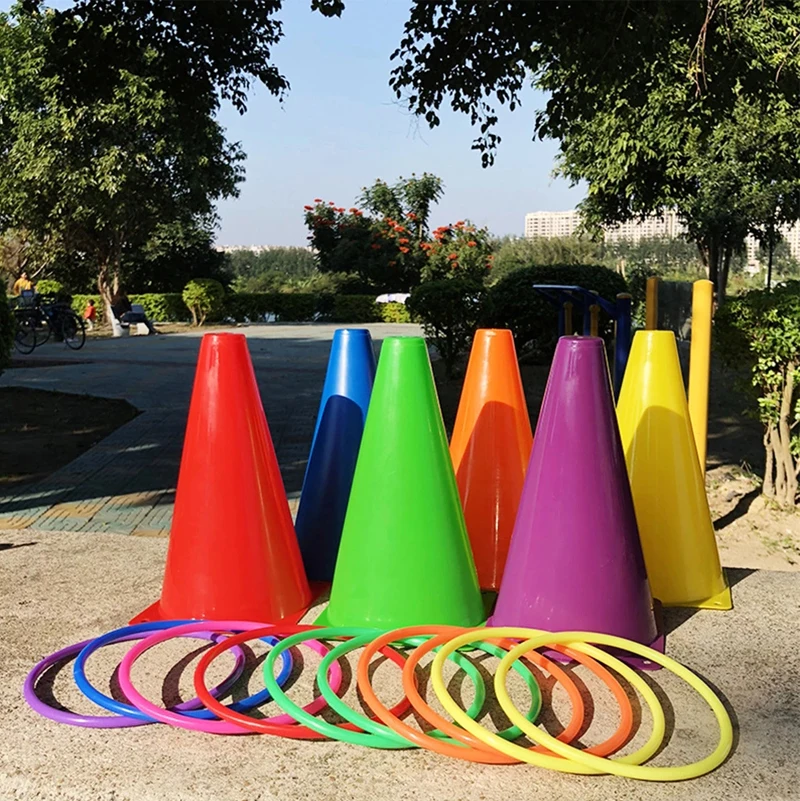 Carnival Games Combo Set para crianças e adultos, cones plásticos, Ring Toss, brinquedos de integração sensorial, quintal, gramado, playground, brincadeiras ao ar livre